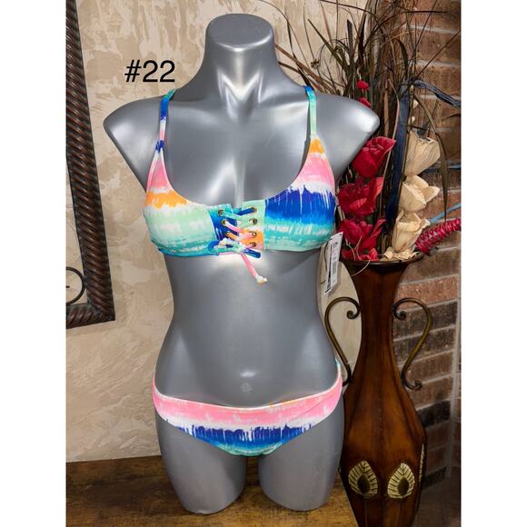 CALI FOR NIA Swimsuit Bikini 2ps Set RAINBOW - Picture 1 of 7